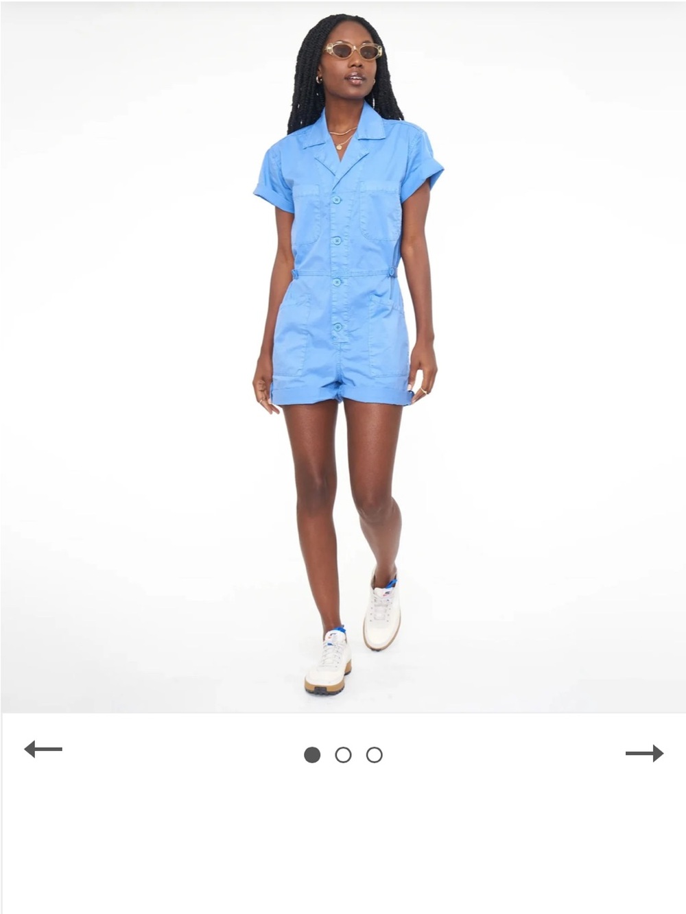 Pistola PARKER Short Sleeve Romper Button front closure, adjustable button waist